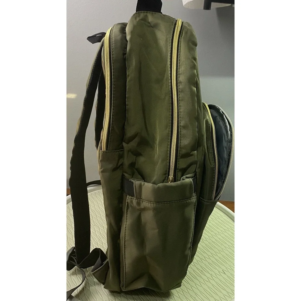 Kasibon Backpack W/Laptop Sleeve and USB Charging‎ Port Army Green NEW 16x14x6